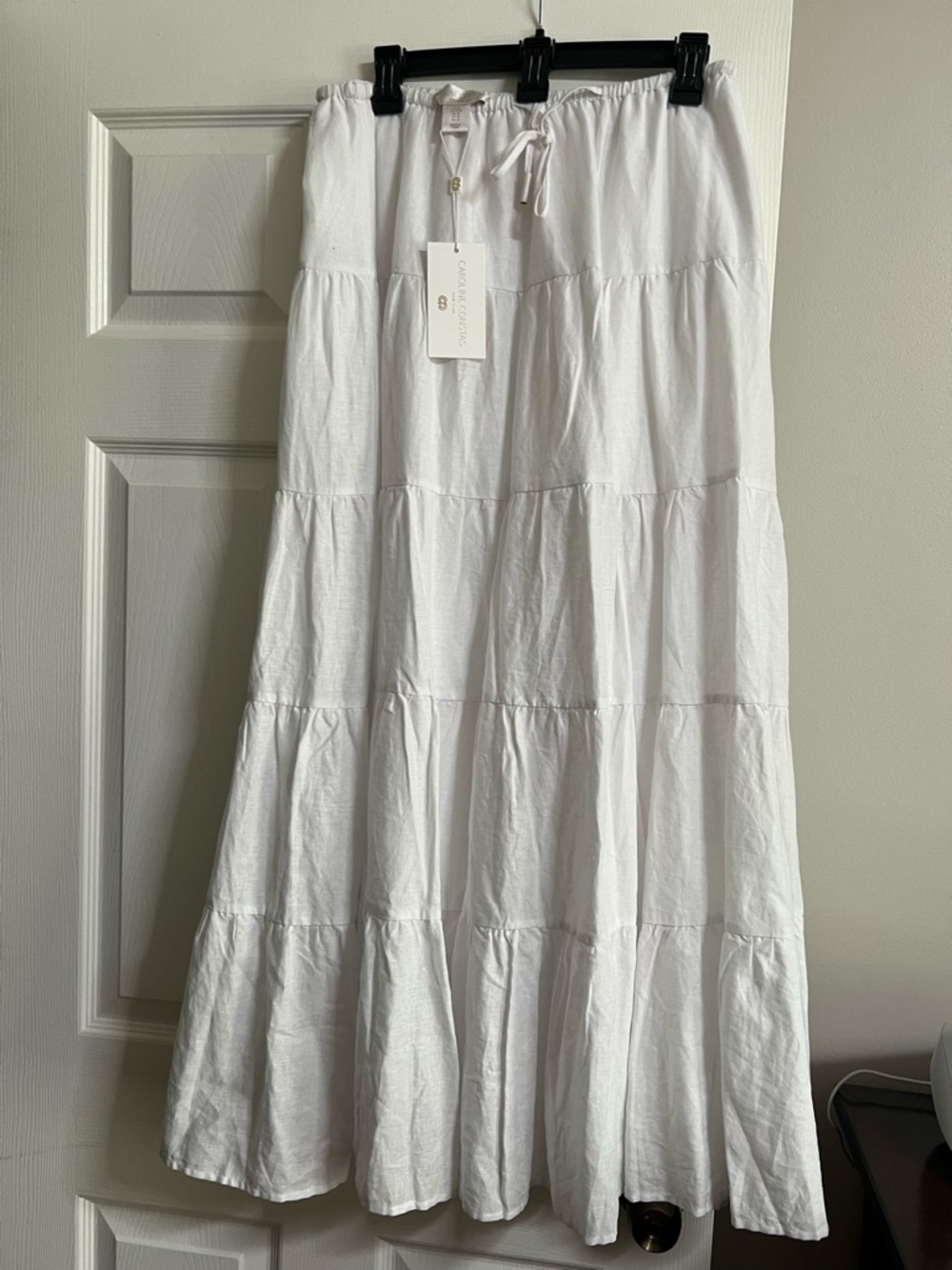 Caroline Constas White Tiered Maxi Skirt